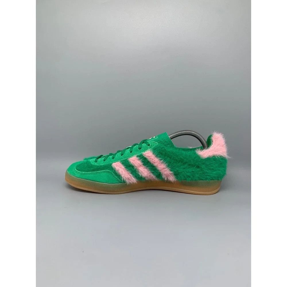 Adidas Gazelle Indoor W Green Pink Faux Fur Shoes JP8342 Women's Sz 10
